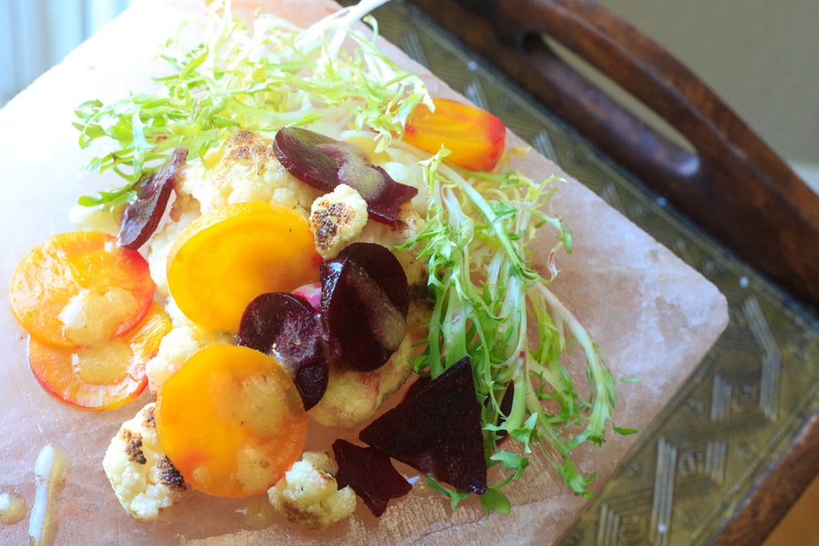 Roasted cauliflower and beetroot salad.